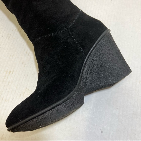B Makowsky Black Suede Over the Knee Wedge Boots SZ 8M - Picture 8 of 10